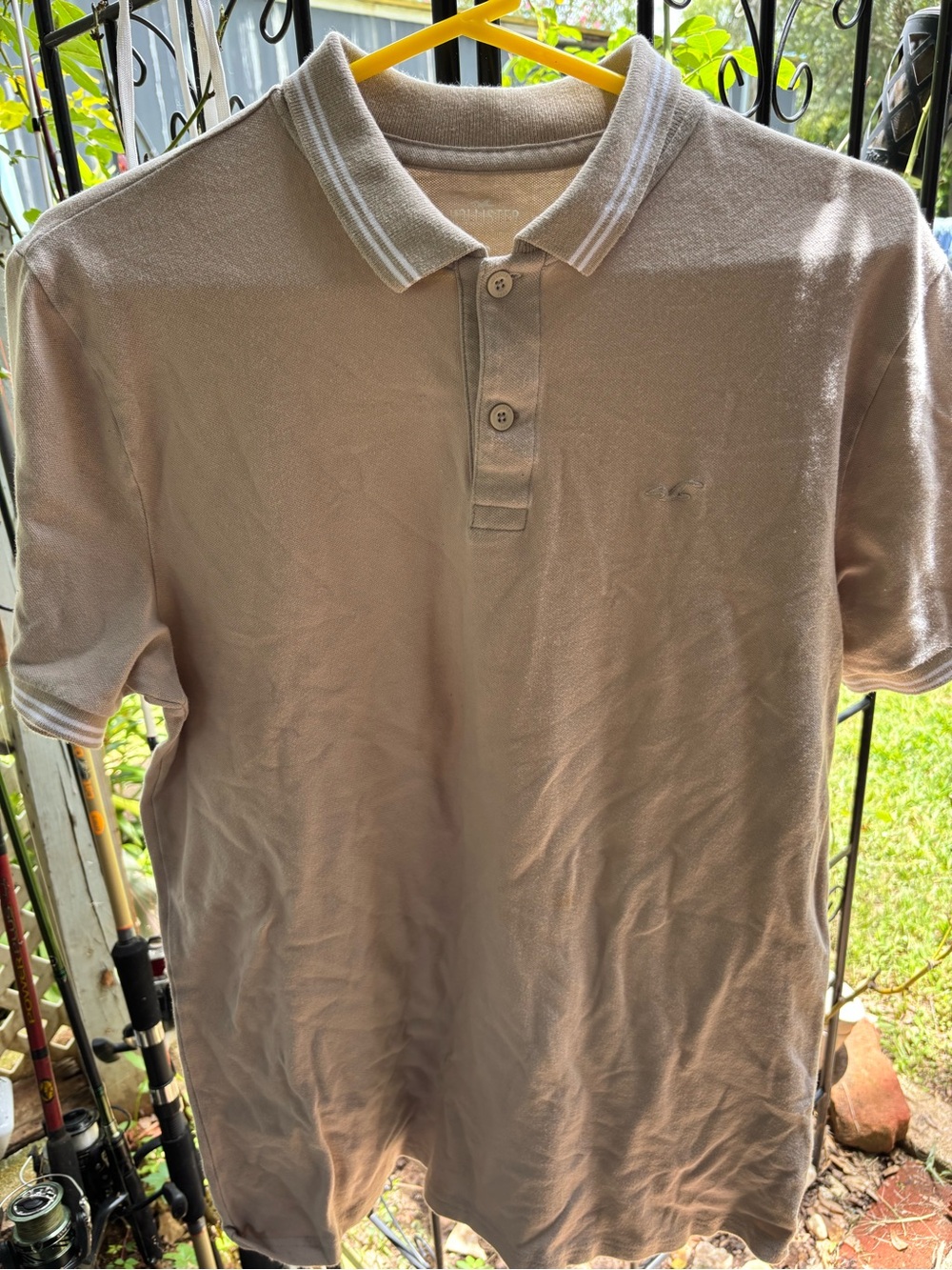 Hollister Men's Polo in Light Taupe